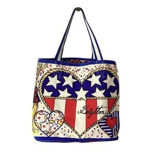 Brighton Star Spangled Hearts Canvas Shopper Tote Beach Bag Purse Fashion Runway